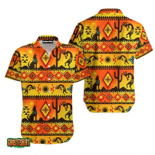 Kokopelli Myth Yellow Native American Aloha Hawaiian Shirt