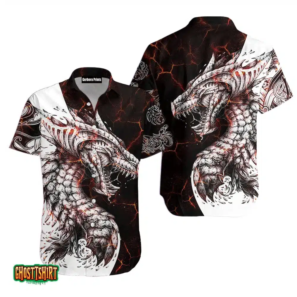 Lava Rock Dragon Grey Aloha Hawaiian Shirt