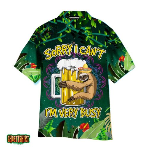 Lazy Sloth Loves Beer Green Aloha Hawaiian Shirt
