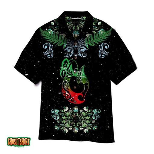 Leaves New Zealand Maori Mania Black And Green Aloha Hawaiian Shirt