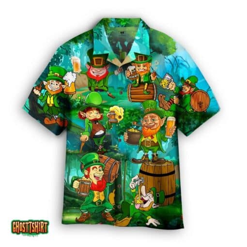 Leperchaun Drink Beer Patrick Day Aloha Hawaiian Shirt