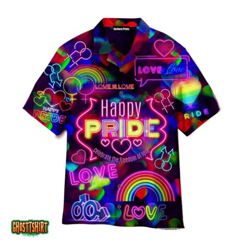 LGBT Love Is Love Pride Month Rainbow Lights Aloha Hawaiian Shirt