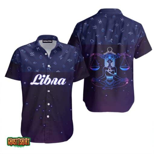 Libra Horoscope Zodiac Blue Aloha Hawaiian Shirt