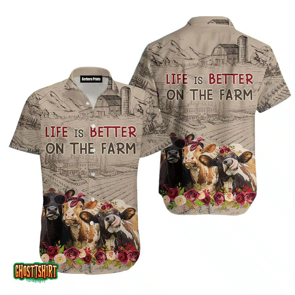 Life Is Better On The Farm Calves Aloha Hawaiian Shirt