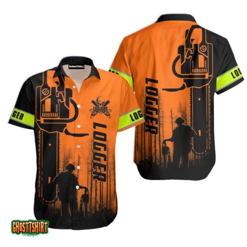 Logger Man LDGGER Orange Aloha Hawaiian Shirt