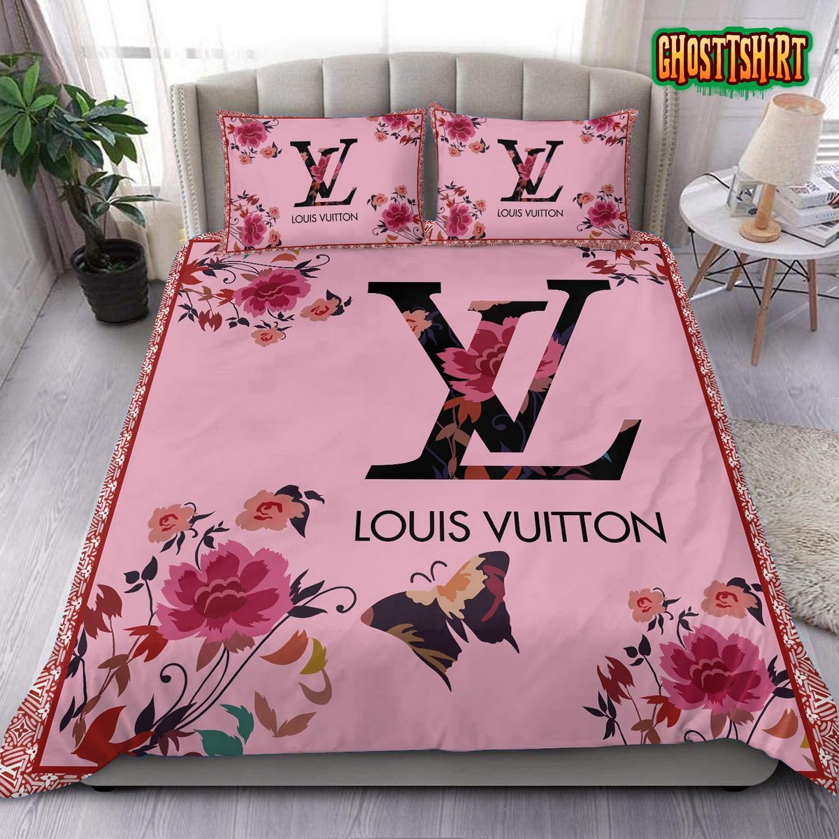 Louis Vuitton Bedding Set Louis Vuitton Pinky Bedding Set LV Home Decor   Muranotex Store