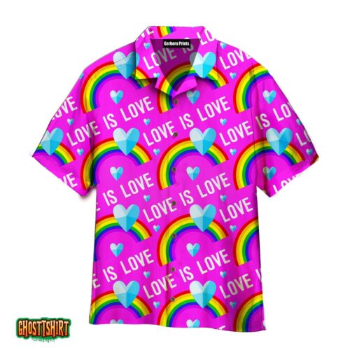 Love Is Love LGBT Rainbow Pink Aloha Hawaiian Shirt
