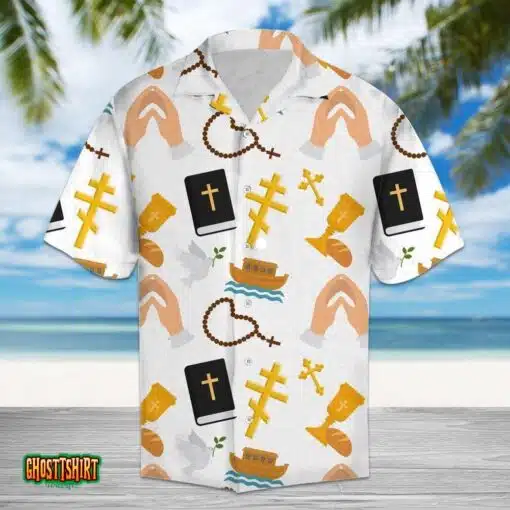 Love Jesus Pray For Peace White Aloha Hawaiian Shirt