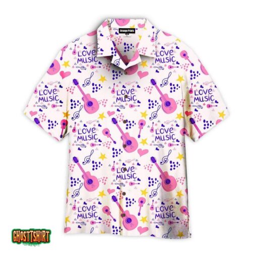 Love Music Country Guitar Pattern Aloha Hawaiian Shirt