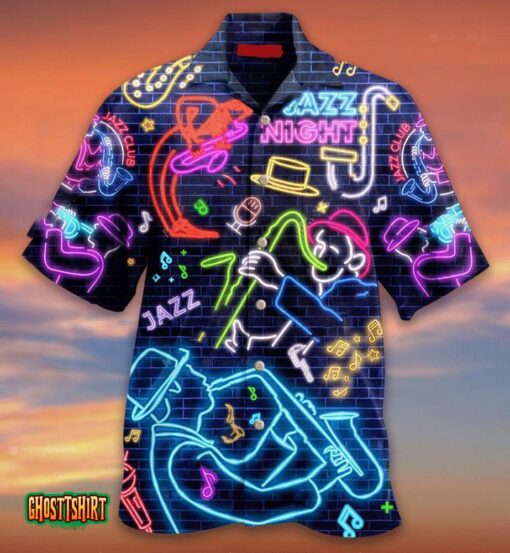Love Saxophone Neon Colourful Aloha Hawaiian Shirt