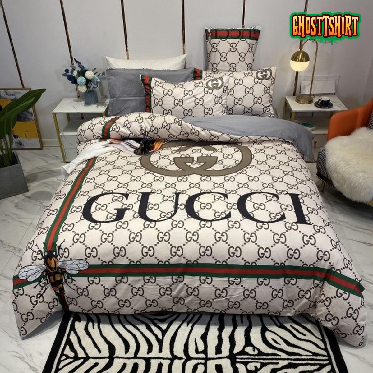 Gucci Monogram Pink Luxury Bedding Set - Tagotee