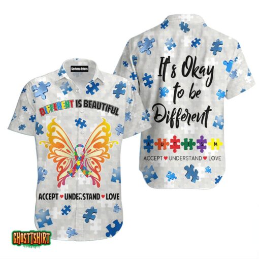 Magic Butterfly Puzzle Pattern White Aloha Hawaiian Shirt