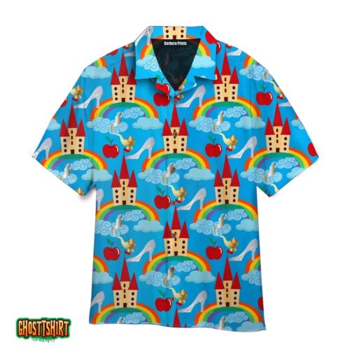 Magic Kingdom Rainbow Glass Shoes Pattern Blue Aloha Hawaiian Shirt