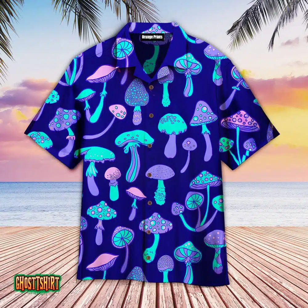 Magic Mushroom Psychedelic 60s Hippie Colorful Aloha Hawaiian Shirt