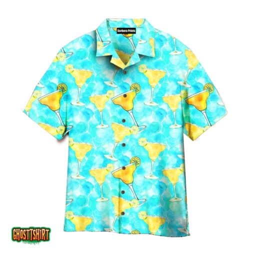 Margarita Cocktail Hello Summer Blue And Yellow Aloha Hawaiian Shirt