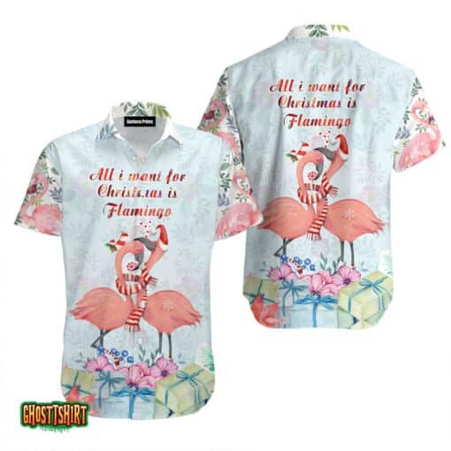 Merry Flamingo On Christmas Day Pink And White Aloha Hawaiian Shirt