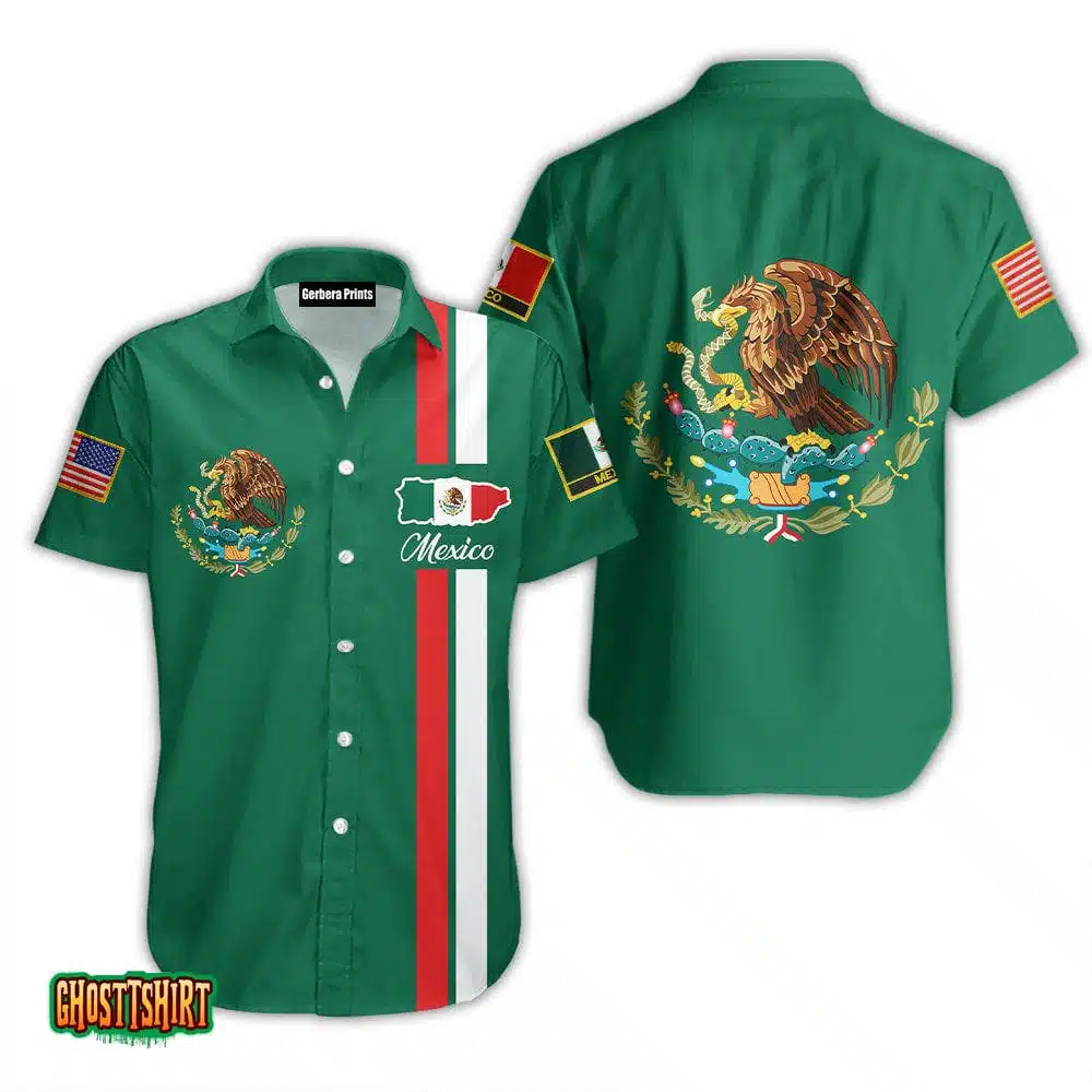 Mexican Eagle Green Aloha Hawaiian Shirt