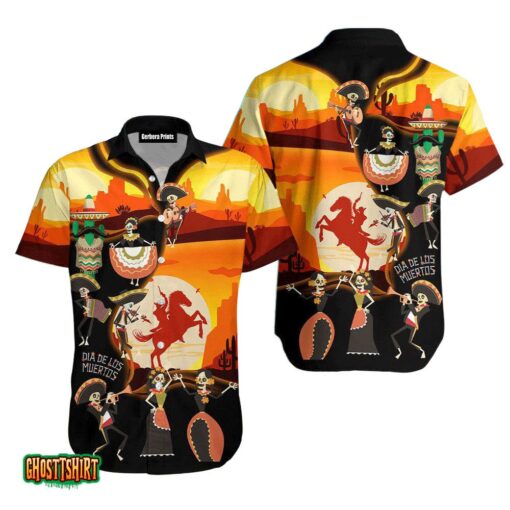 Mexican Skull Day Of The Dead Under The Sunset Aloha Hawaiian Shirt