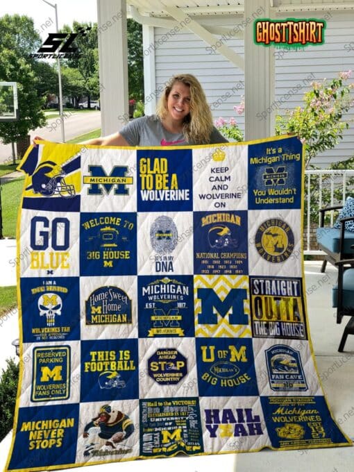 Michigan Wolverines v2 Quilt Blanket