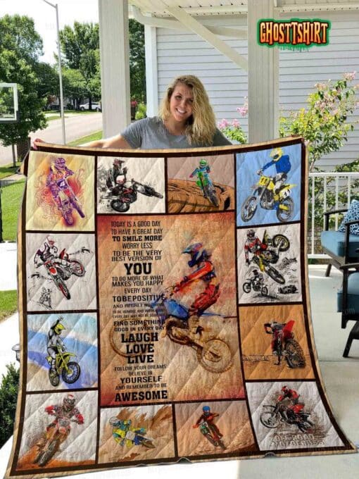 Motocross Poster Quilt Blanket