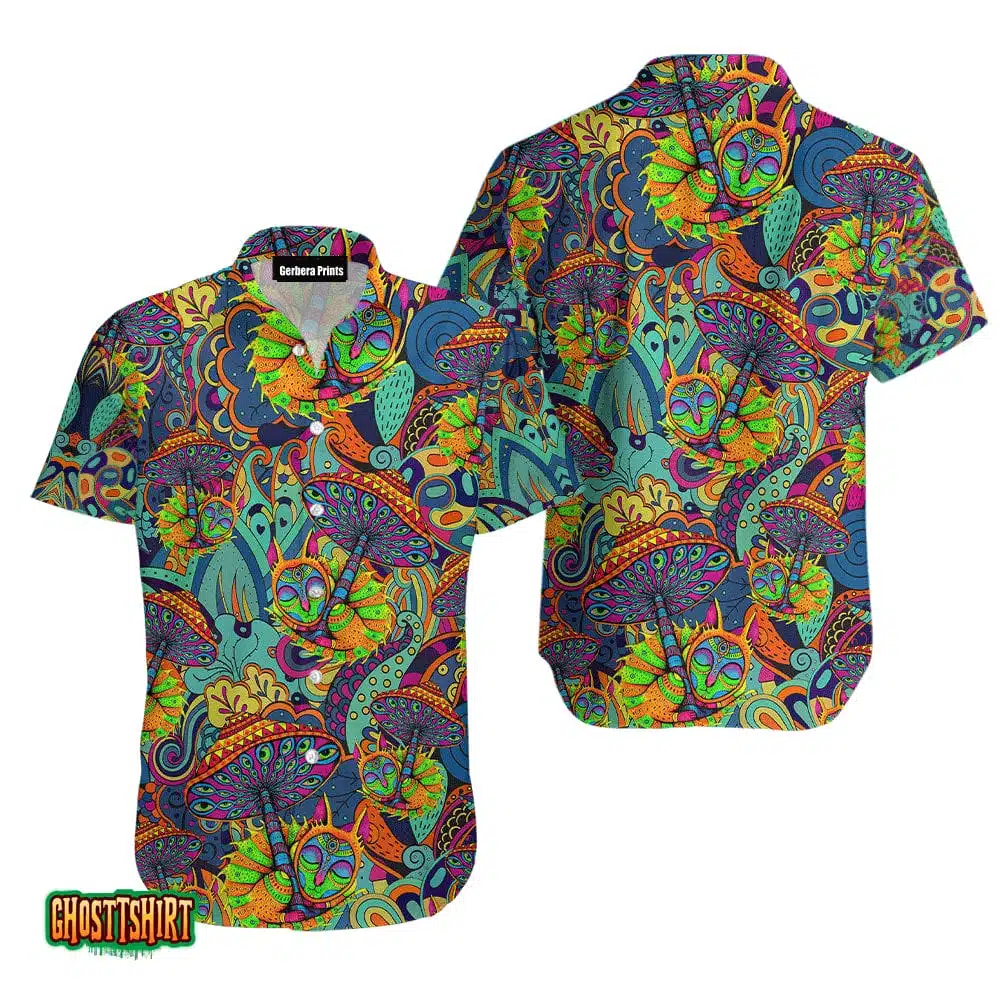 Mushrooms Hippie Colourful Aloha Hawaiian Shirt