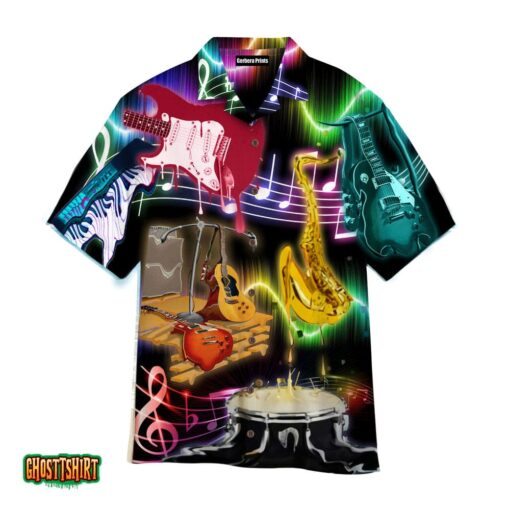 Musical Instruments Neon Colourful Aloha Hawaiian Shirt