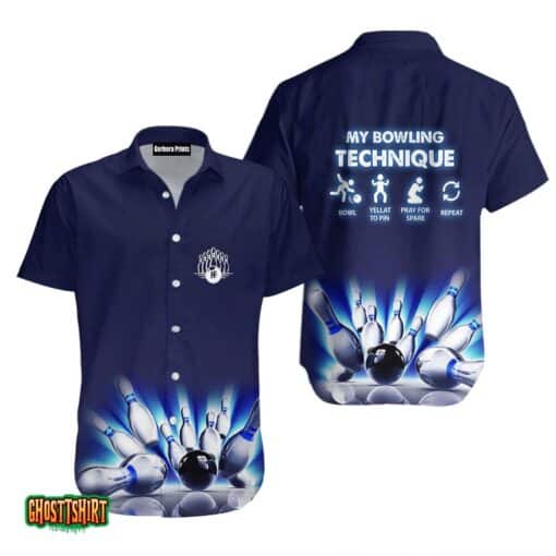 My Bowling Technique Dark Blue Aloha Hawaiian Shirt