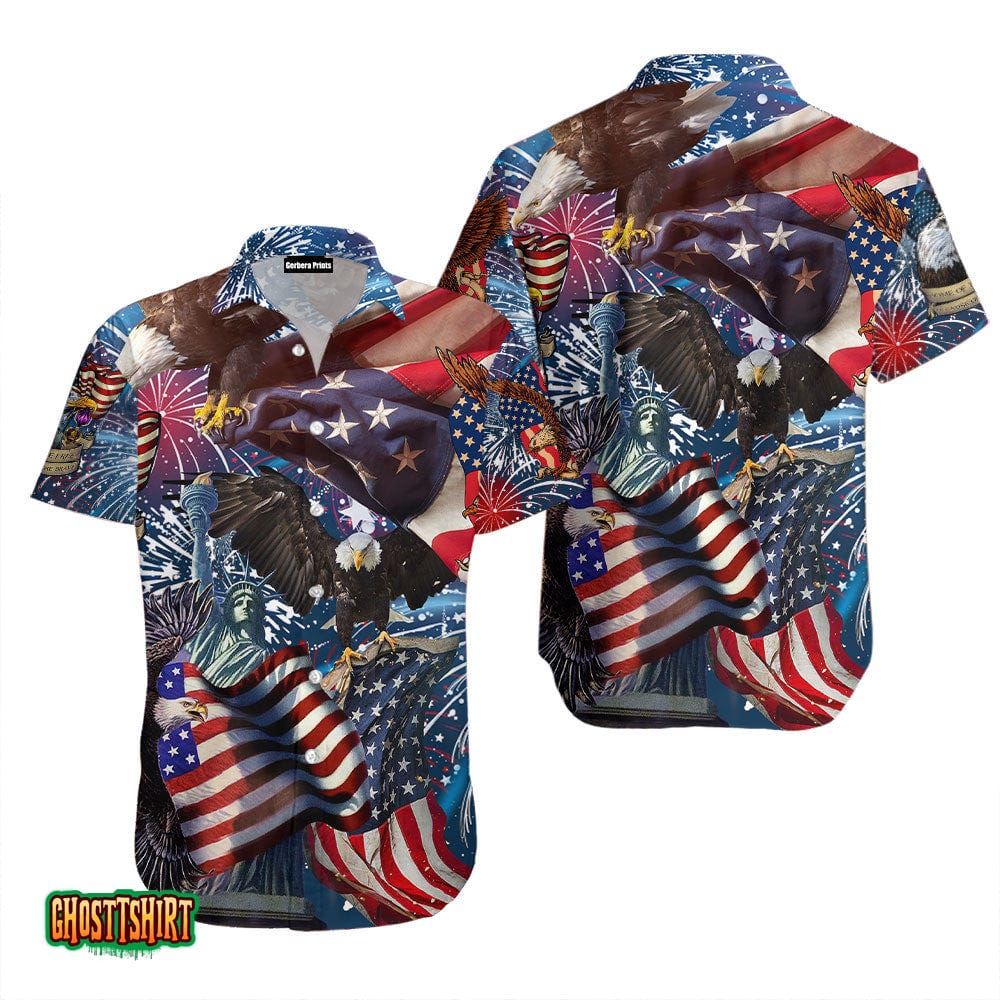 Native American Patriotic Eagle Memorial Day Aloha Hawaiian Shirt