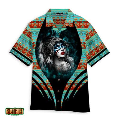 Native Girl Tribes Green And Black Aloha Hawaiian Shirt