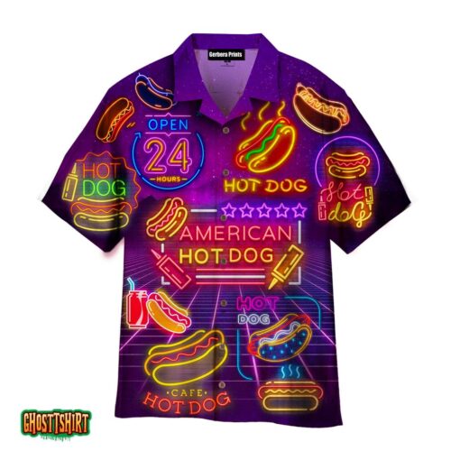Neon Hot Dogs Aloha Hawaiian Shirt