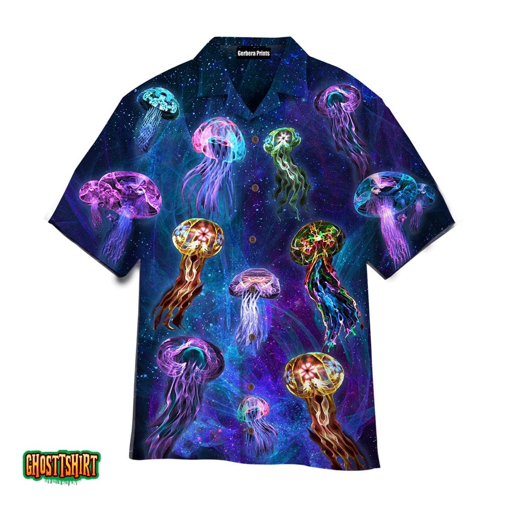 Neon Jellyfish Under The Ocean Aloha Hawaiian Shirt