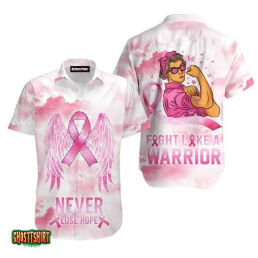 Never Lose Hope Breast Cancer Awareness White And Pink Aloha Hawaiian Shirt
