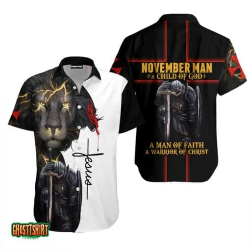 November Man A Child Of God A Warrior Of Christ Black And White Aloha Hawaiian Shirt