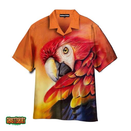 Parrot Orange Aloha Hawaiian Shirt