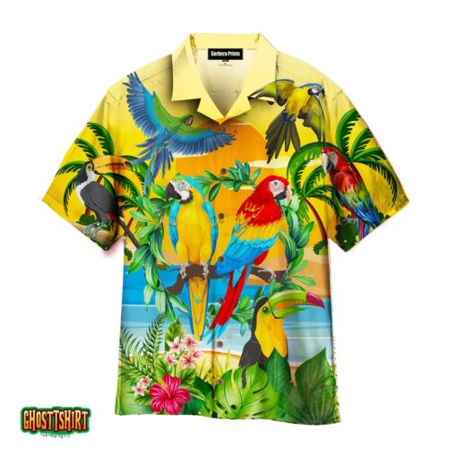 Parrots By The Beach Tropical Aloha Hawaiian Shirt