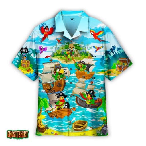 Parrots Its A Pirate Life For Me On The Sea Aloha Hawaiian Shirt