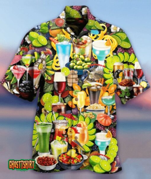 Party Cocktail Food And Juice Aloha Hawaiian Shirt