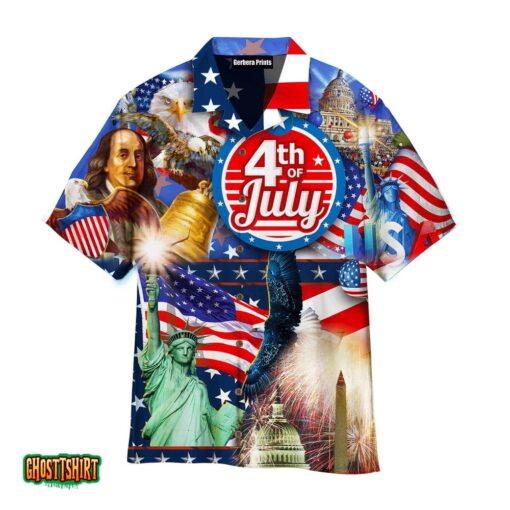 Patriotic Day 4th Of July Blue Aloha Hawaiian Shirt