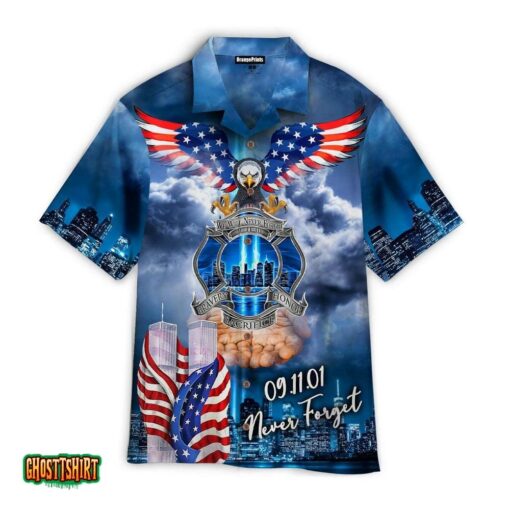 Patriotic Eagle Never Forget 911 Day Aloha Hawaiian Shirt