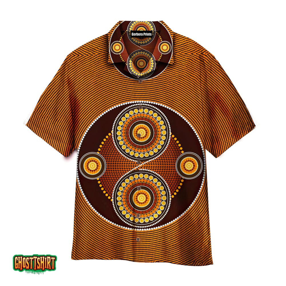 Pattern Aboriginal Yellow Aloha Hawaiian Shirt