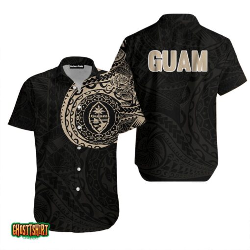 Pattern Guam In My Heart Black Aloha Hawaiian Shirt