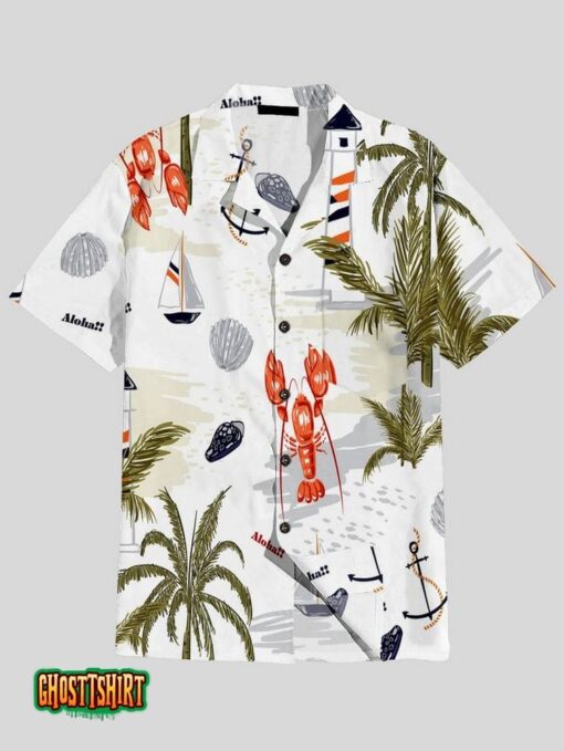Pattern Summer Tropical Island Colorful White Aloha Hawaiian Shirt