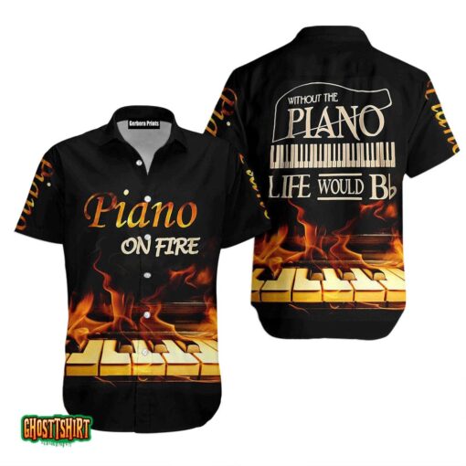 Piano On Fire Aloha Hawaiian Shirt
