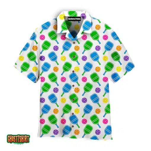 Pickleball Green And Blue Pattern Aloha Hawaiian Shirt