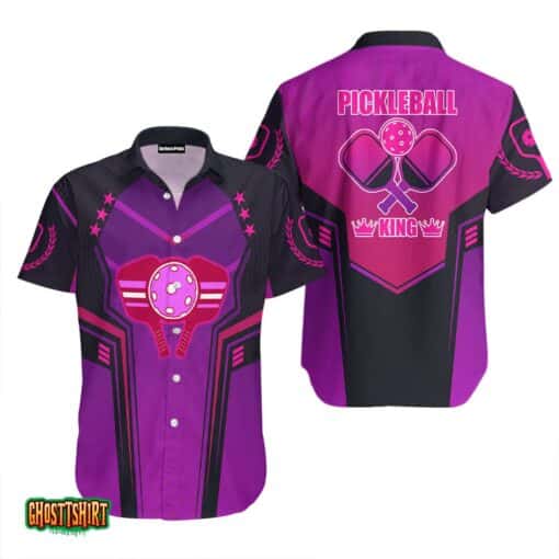 Pickleball Paddles Purple Pickleball Player Violet And Black Aloha Hawaiian Shirt