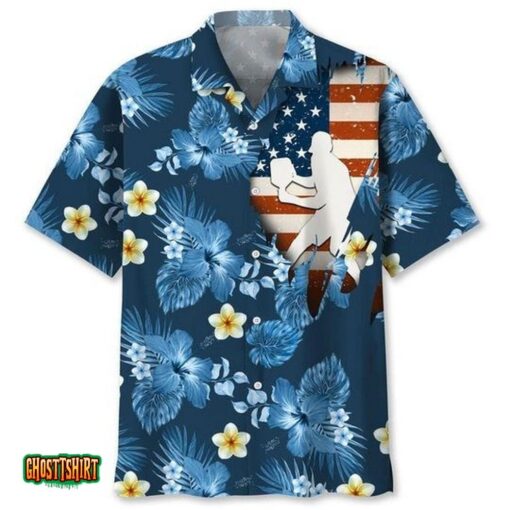 Pickleball Player Flag Blue Aloha Hawaiian Shirt
