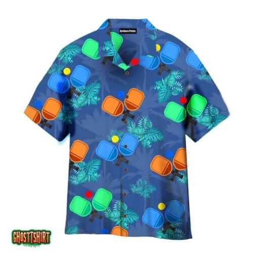 Pickleball Tropical Blue Aloha Hawaiian Shirt