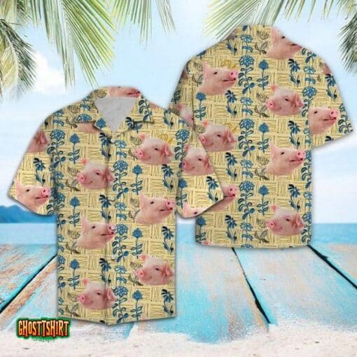 Pig Floral Aloha Hawaiian Shirt