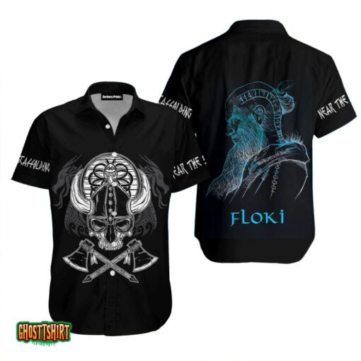 Pirate Floki Skull Viking Black Aloha Hawaiian Shirt