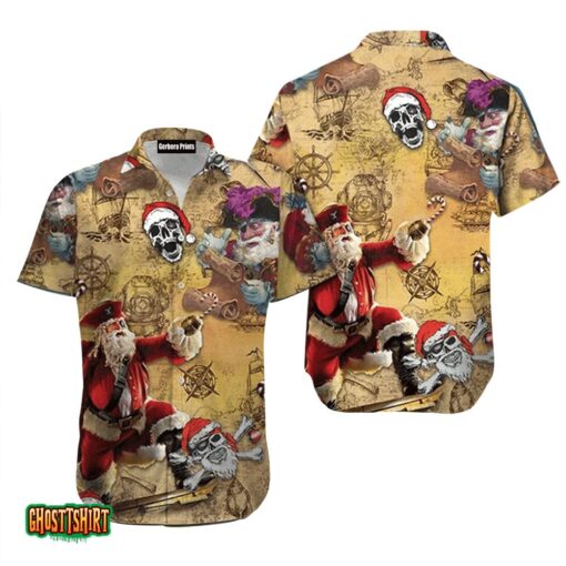 Pirate On Christmas Skull Aloha Hawaiian Shirt